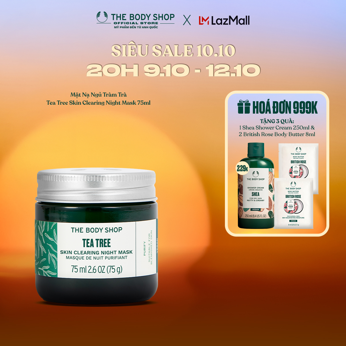 [HSD 9/2026] Mặt Nạ Ngủ Tea Tree Skin Clearing Night Mask 75ML The Body Shop