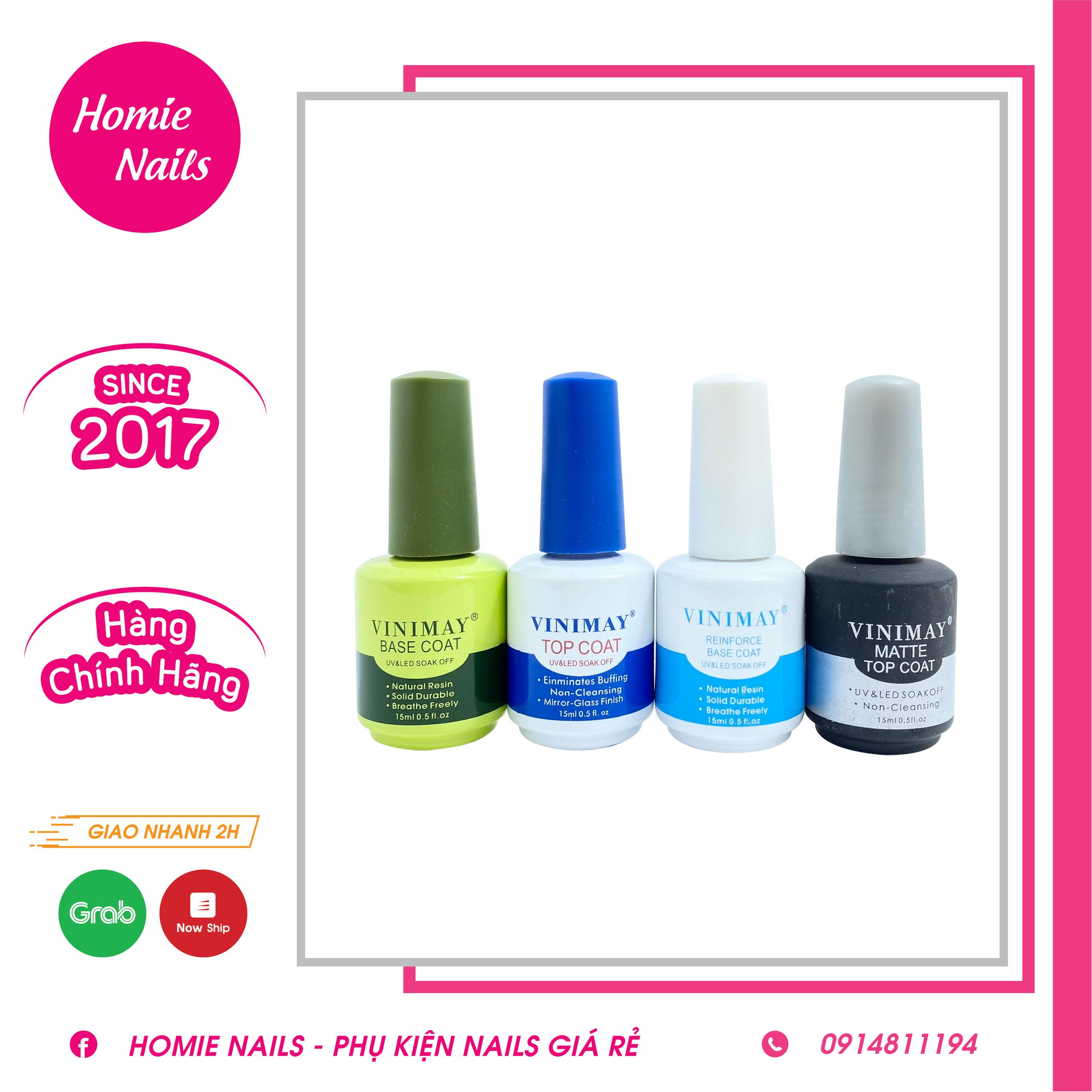 Liên Kết - Top bóng - Top Lì - Top nhám - Cứng móng Vinimay 15ml