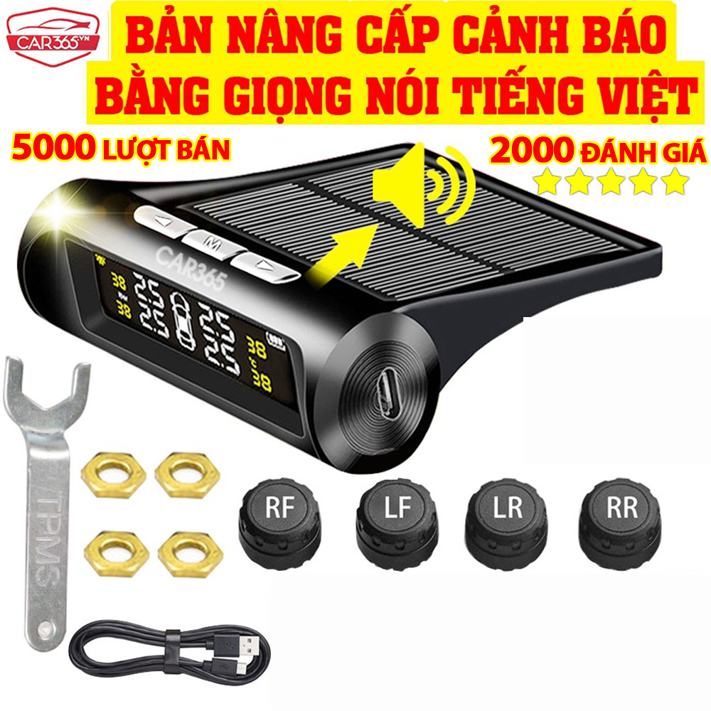 Cảm biến áp suất lốp ô tô xe hơi van ngoài cao cấp Car365 công nghệ tiên tiến từ Đức , Màn hình LCD hiển thị thông số, tuổi thọ pin 5 năm - Bảo hành 12TH - Một đổi một 30 ngày