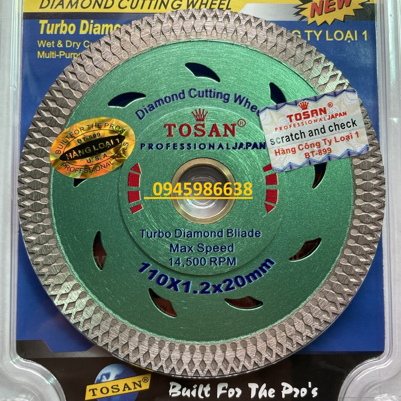 Lưỡi cắt gạch đa năng 110mm tosan. lưỡi cắt gạch đa năng, lưỡi cắt bê tông, cắt đá 105mm 110mm
