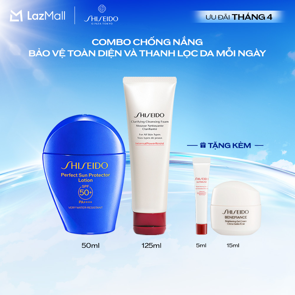 Combo Làm Sạch  Chống Nắng Cho Làn Da Được Bảo Vệ Dưới Mọi Tác Động - Sữa Chống Nắng Dưỡng Da  Sữa Rửa Mặt Shiseido