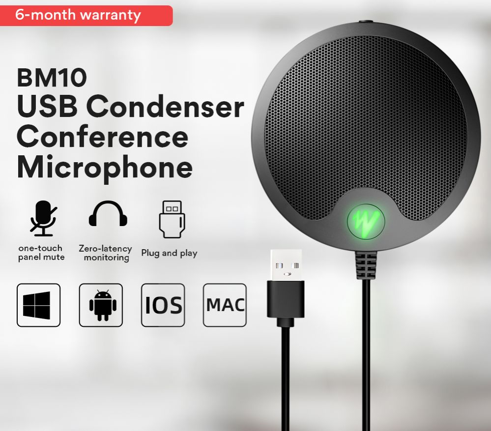 MAONO BM10 USB Micro chuyên thu âm dùng cho hội nghị, Bộ ngưng tụ đa hướng Micrô cắm và chạy micrô PC chuyên dùng cho chơi game và họp trực tuyến