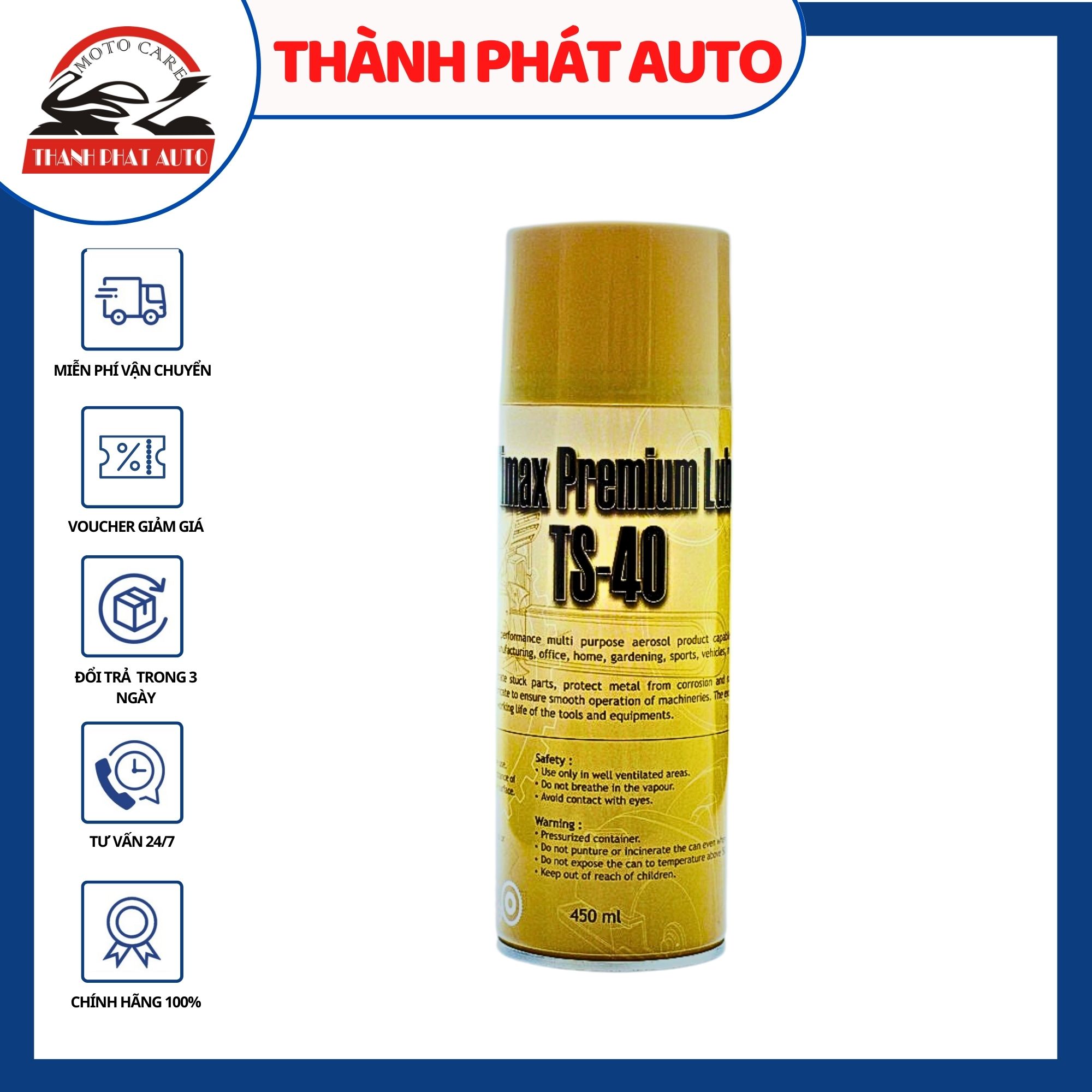 [HCM]Chai xịt vệ sinh sên tẩy dầu mỡ bụi bám chống rỉ đa năng TS-40 450ml