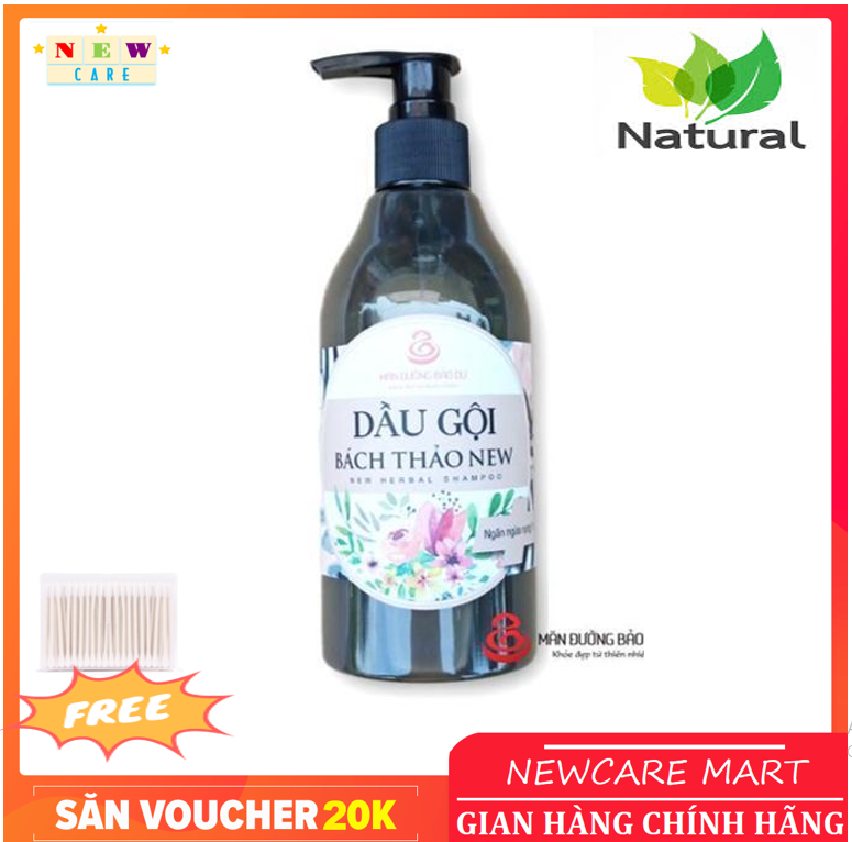 Bộ 2 chai Dầu gội Bách Thảo New ngăn ngừa rụng tóc kích thích mọc tóc - Tặng bông tăm gói 100U