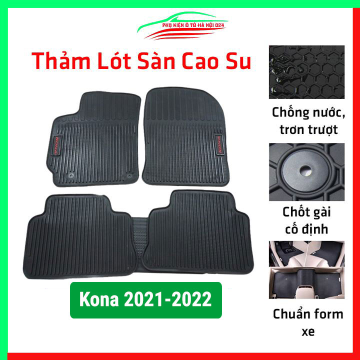 Thảm lót sàn ô tô cao su theo xe Hyundai Kona 2021-2022, thảm trải sàn xe hơi không mùi, chống trơn trượt, mài mòn tốt