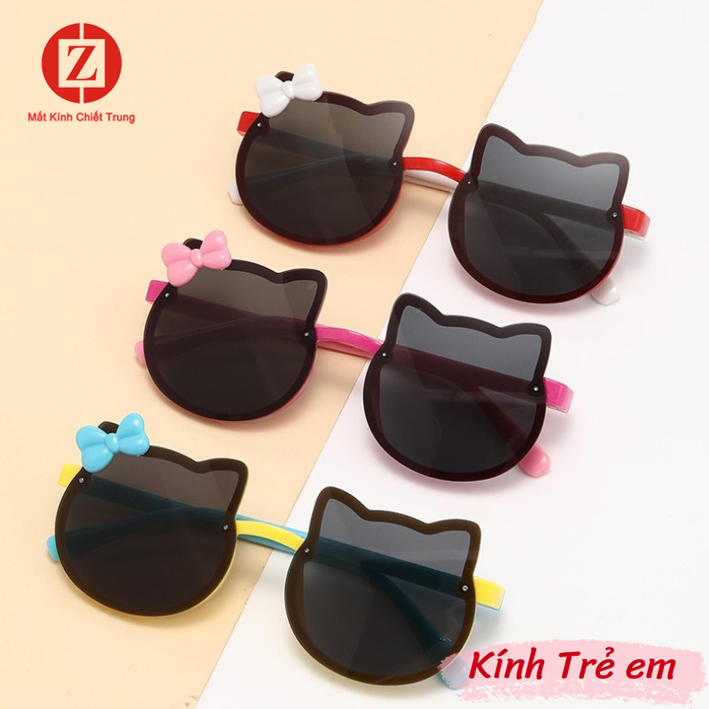 Kính thời trang hình mèo có nơ dễ thương cực kì, dành cho bé từ 2-9 tuổi, Kính râm, Kính chống nắng- mã T2927
