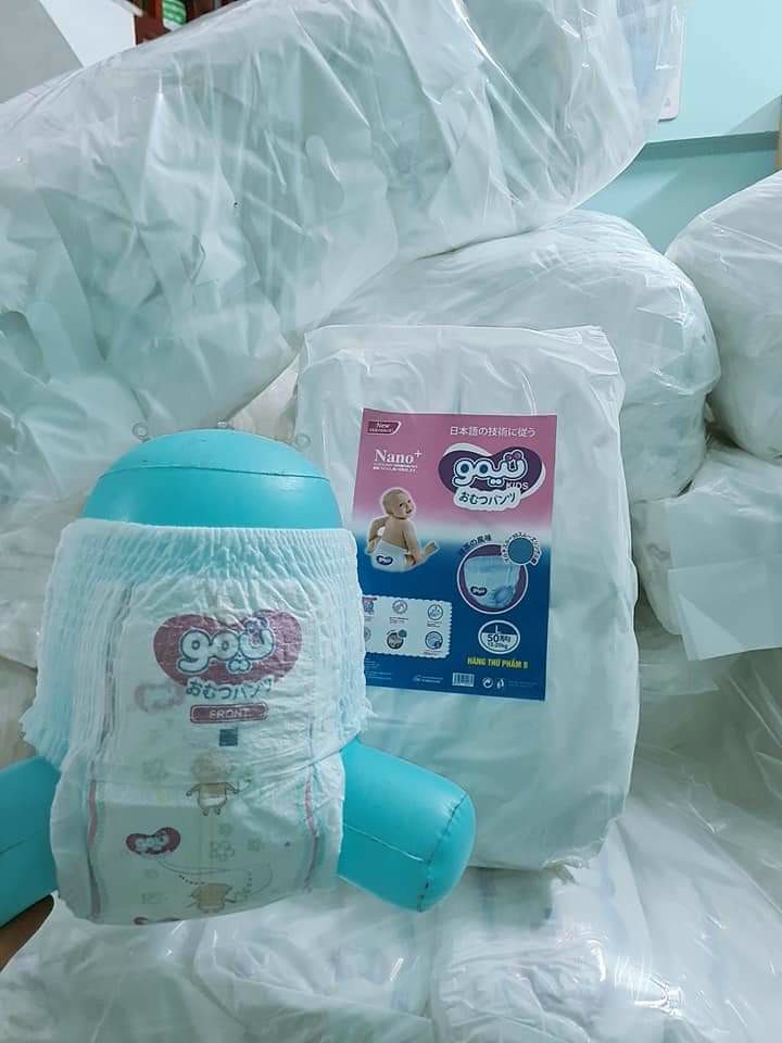 Combo 100 bỉm quần goukids xuất nhật, bỉm trần xuất nhật, bỉm 3d, thấm hút tốt, thái dương 123