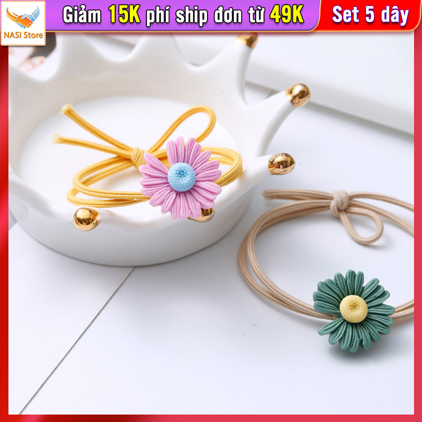 Dây buộc tóc nữ hoa cúc Daisies [Set 5 dây] NASI Store dễ thương phong cách hàn quốc thun cột tóc nữ co giãn tốt phụ kiện tóc