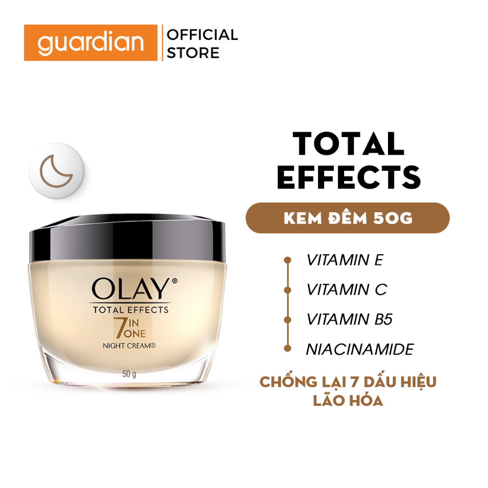  Kem Dưỡng Ẩm OLAY TOTAL EFFECTS Ban Đêm Phục Hồi & Hỗ Trợ Làm Chậm 7 Dấu Hiệu Lão Hóa 50G 