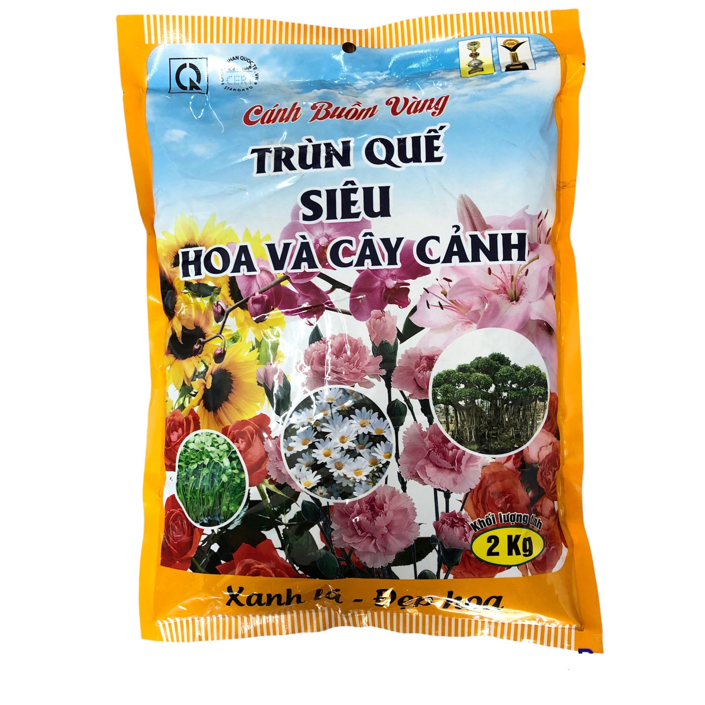 Phân trùn quế 2kg; Phân trùn quế cho hoa và cây cảnh; Kích rễ, vươn cây xanh lá, cải tạo đất giúp cây phát triển khỏe mạnh