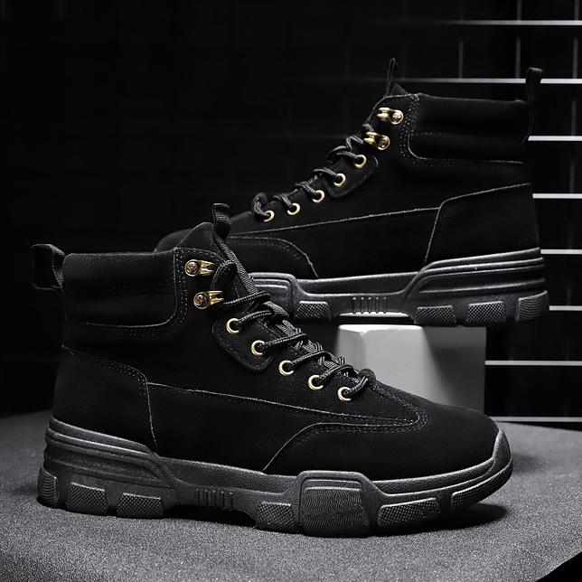 [HCM]Giày Boot Cổ Cao Nam Cao Cấp Giả Da Lộn BCC001 Đen