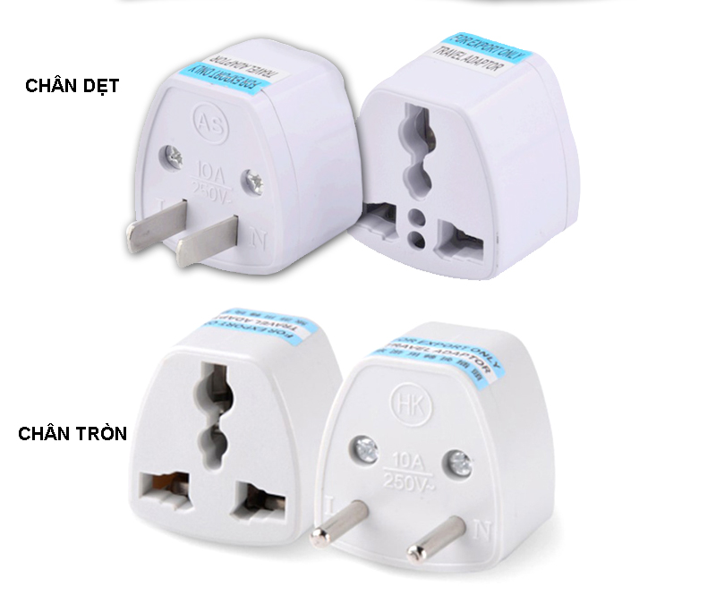 Phích cắm chuyển đổi điện từ 3 chân sang 2 chân nguồn 220V