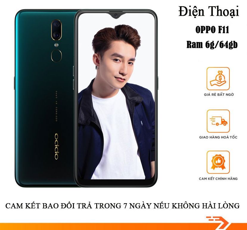 Điện thoại oppo f11 ram 6g/64gb chính hãng tặng kèm 1 ốp lưng