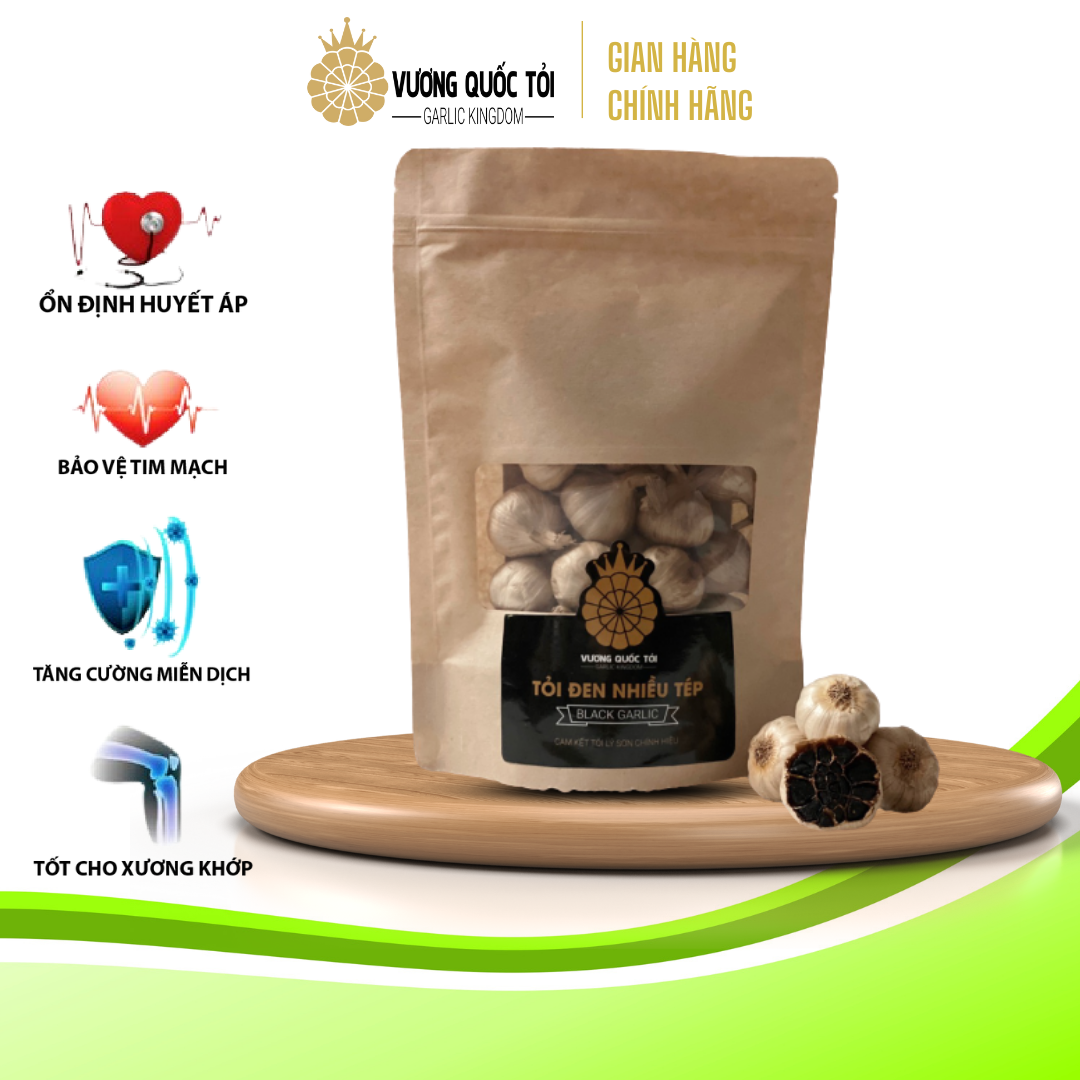 Tỏi Đen Lý Sơn chính gốc - nhiều tép, Vương Quốc Tỏi - túi 200g, thực phẩm bảo vệ sức khoẻ, tăng sức đề kháng,giảm nguy cơ bệnh tim mạch,hỗ trợ bệnh nhân ung thư