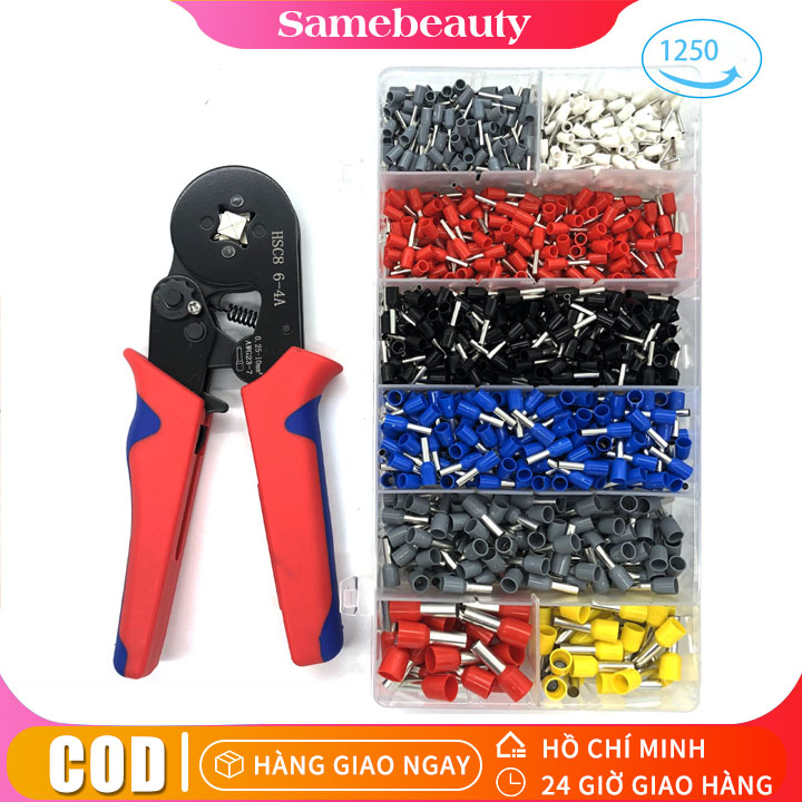 Kìm bấm cos vuông HSC8 6-4A tự điều chỉnh kèm 1200 đầu cos đủ loại cos ống tròn cos pin
