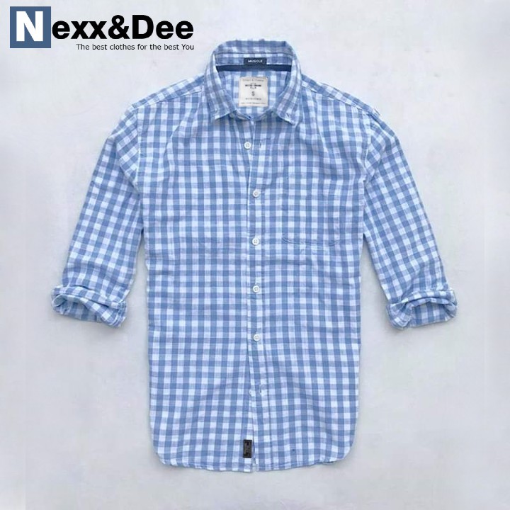 [HCM]Áo sơ mi caro nam tay dài công sở trắng chất liệu vải oxford 100% cotton