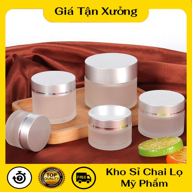 Hũ Chiết Mỹ Phẩm ❤ Hũ chiết mỹ phẩm thủy tinh bạc 5g,10g,15g,20g đựng kem , phụ kiện du lịch