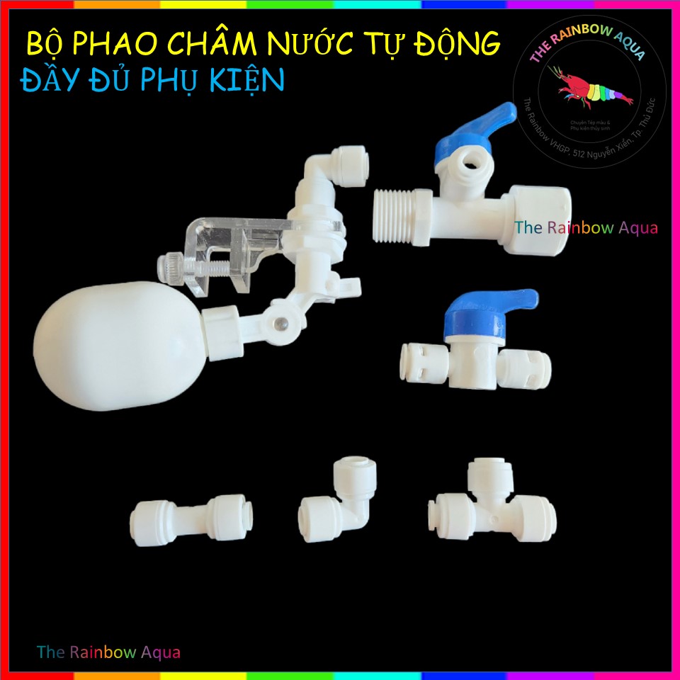 Phao châm nước tự động cho hồ thủy sinh, đầy đủ phụ kiện.