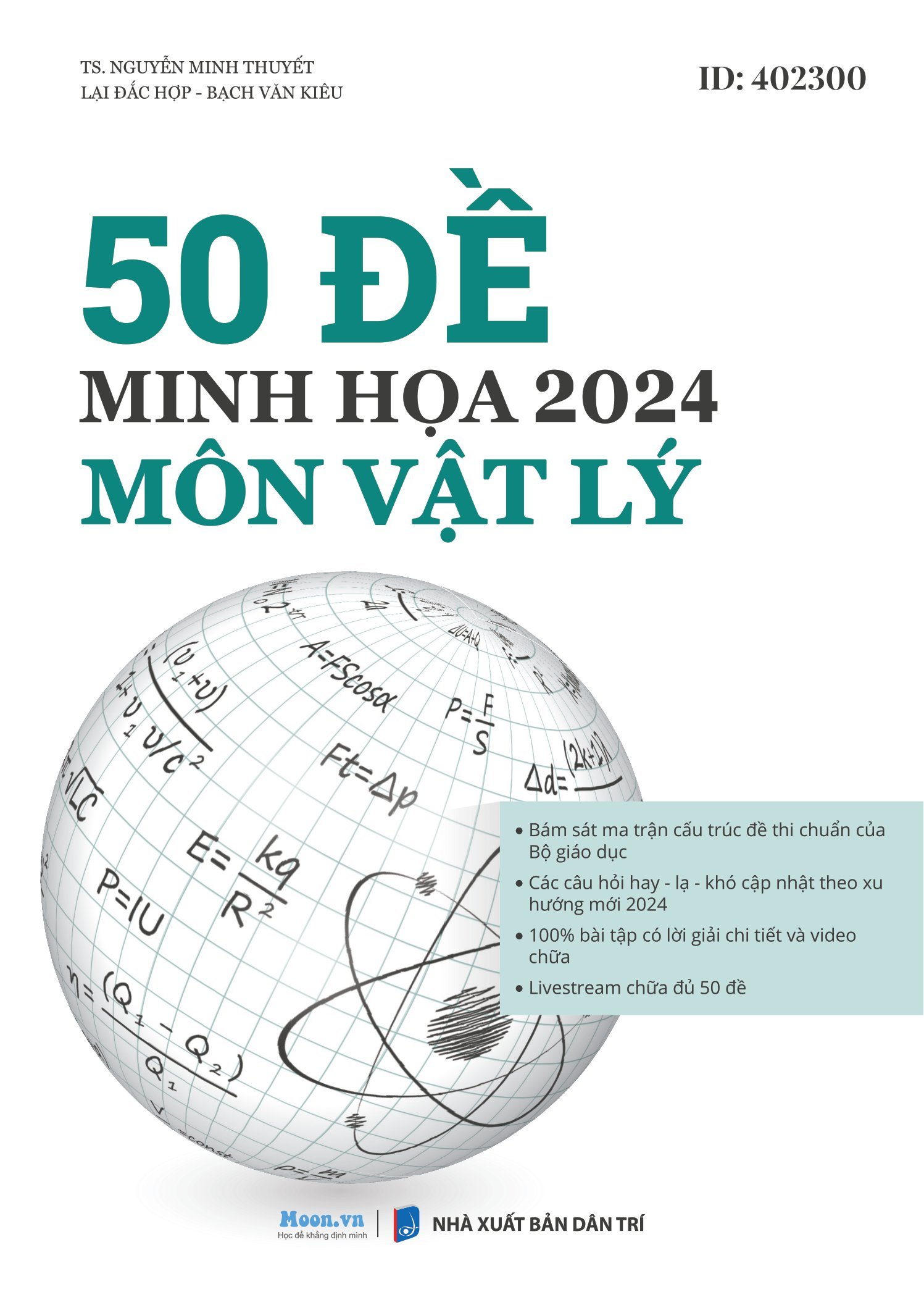 Sách 50 đề minh họa môn vật lý 2024 ôn thi thpt quốc gia, luyện đề thi đại học lý lớp 12