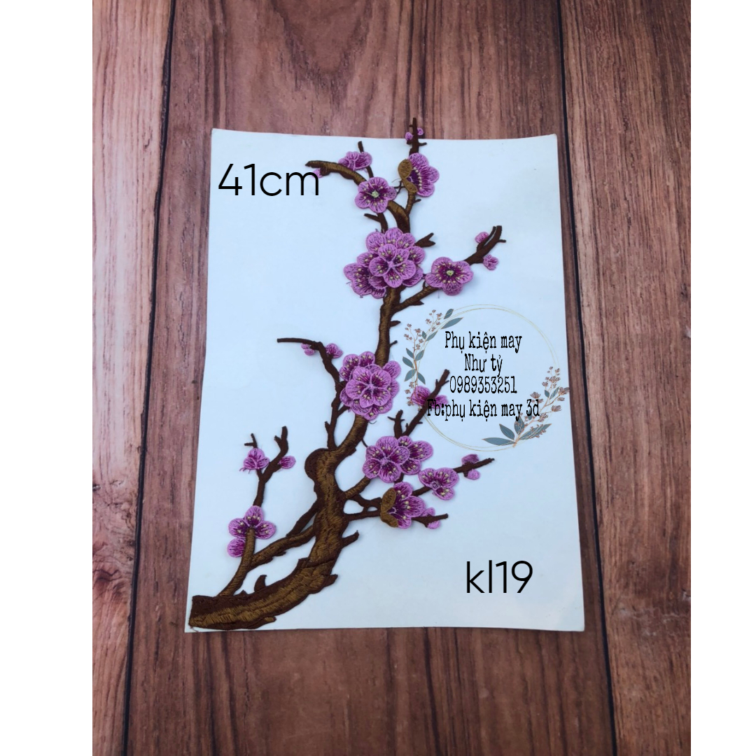 Ren thêu nhánh hoa đào xinh xắn 41cm