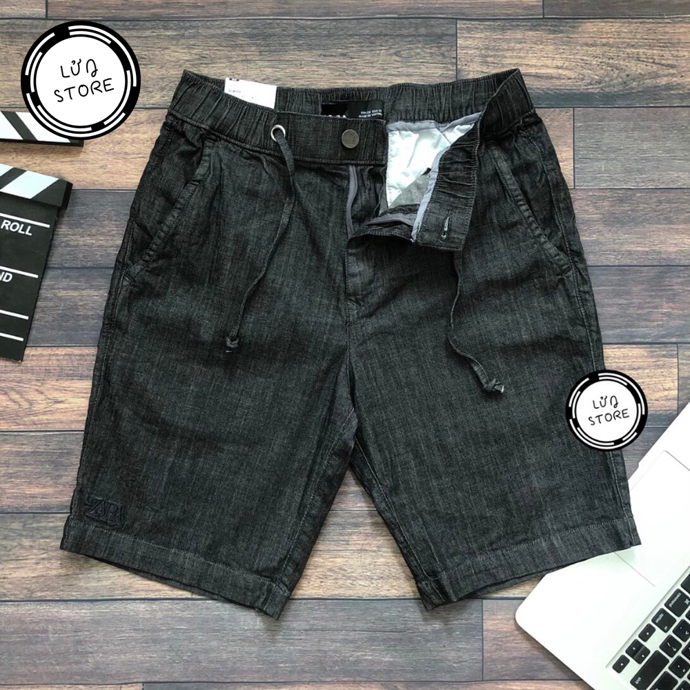 Quần short nam lưng thun trơn thời trang lửng store màu đen - lt81