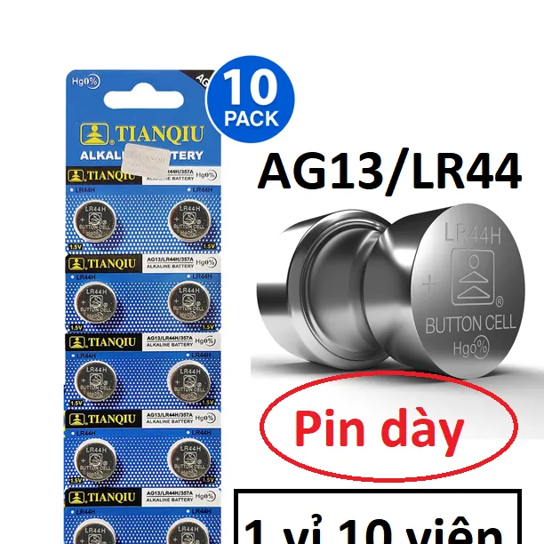 Pin cúc áo ag13 lr44 vỉ 10 viên