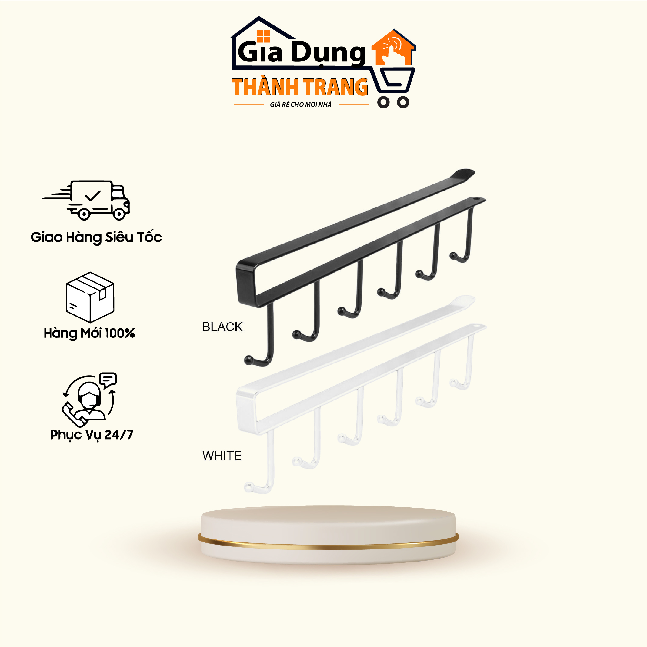 Móc treo đồ dùng nhà bếp bằng sắt đa năng tiện dụng, giá treo bếp, giá treo khăn bếp