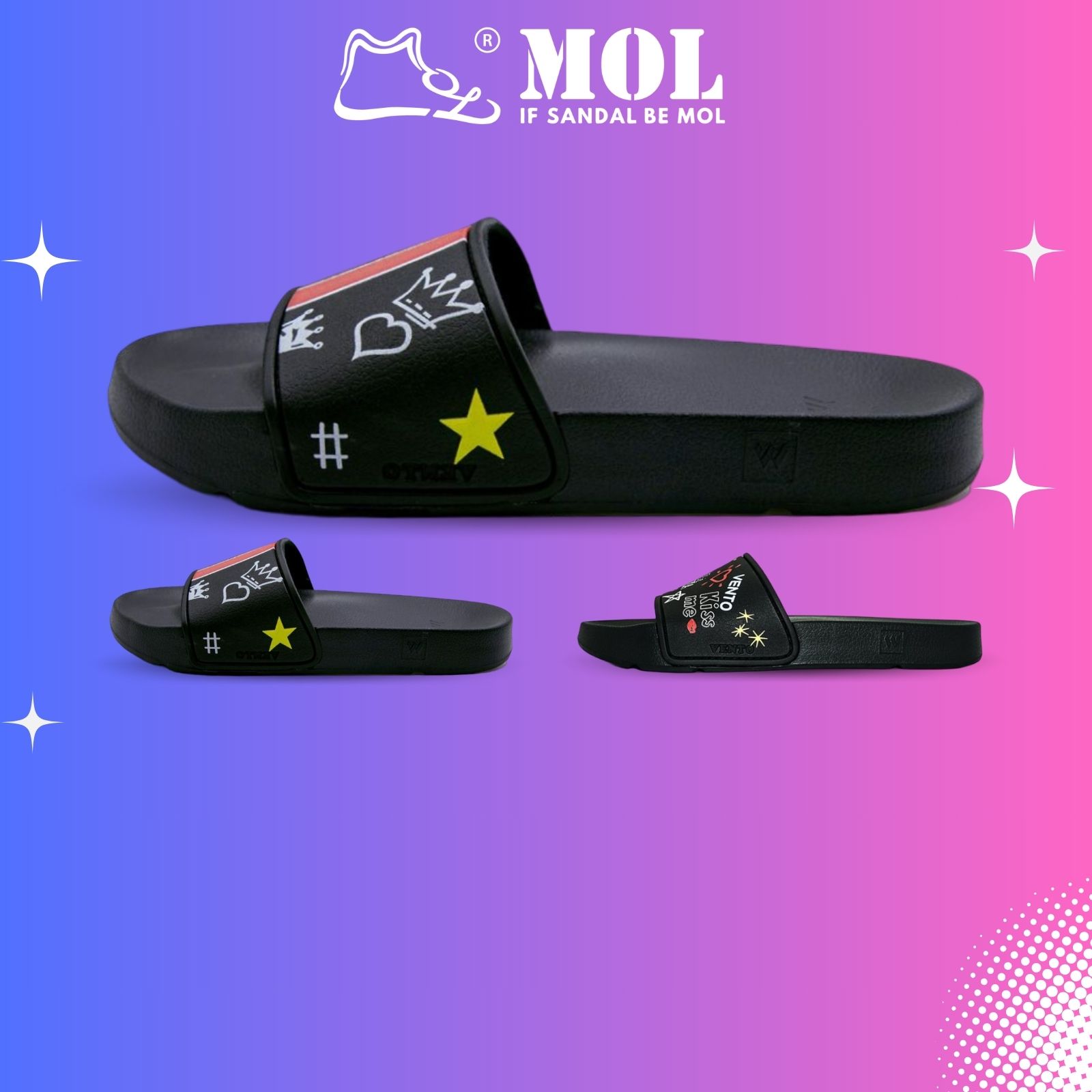 Dép nam nữ unisex hiệu Vento quai ngang 1 bản FL06B màu đen
