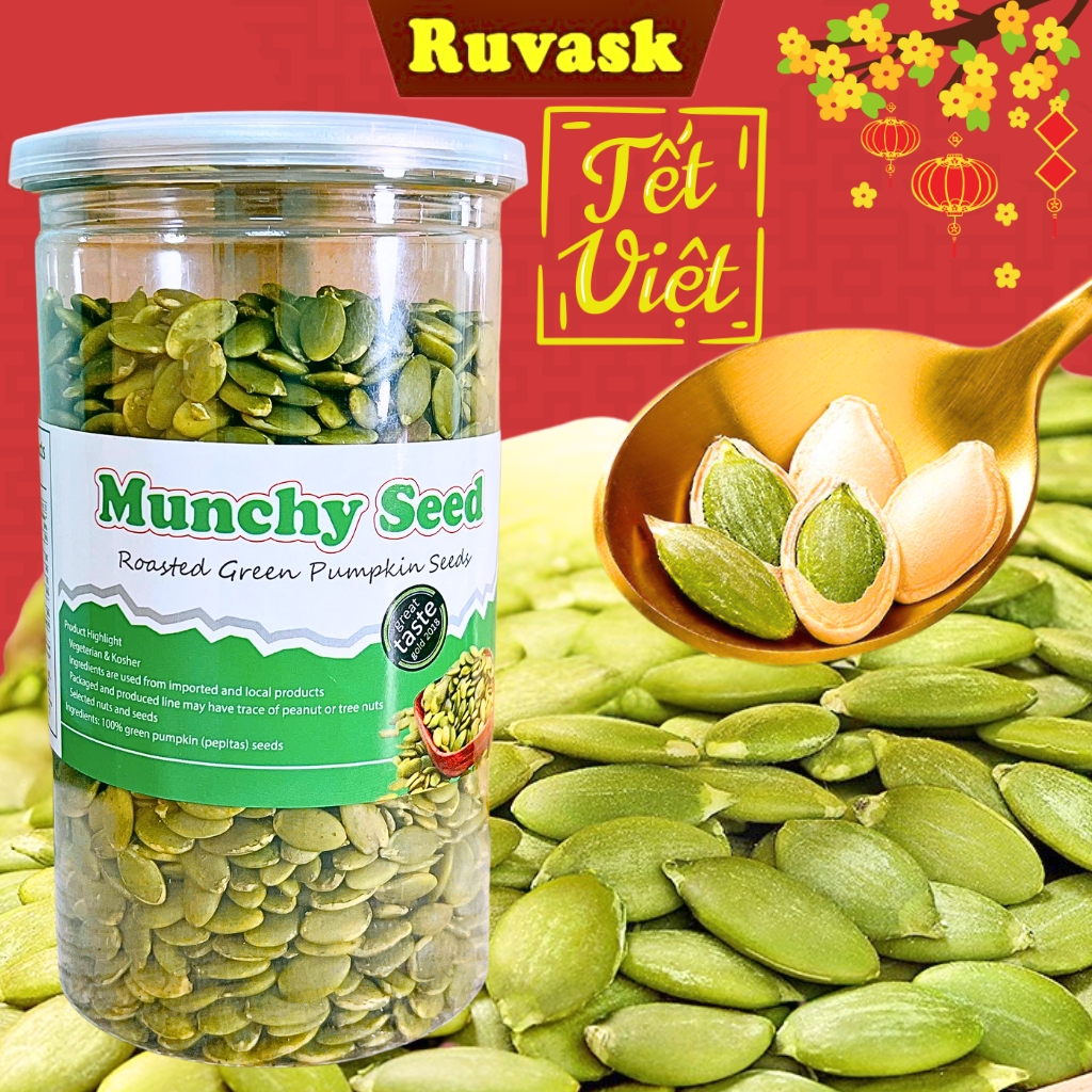 Hạt Bí Xanh Tách Vỏ Sấy Chín Nguyên Vị - Nhân Hạt Bí Xanh Sấy Khô Tách Vỏ Thịt Mẩy Chắc - Hạt Bí Ăn Tết Ruvask