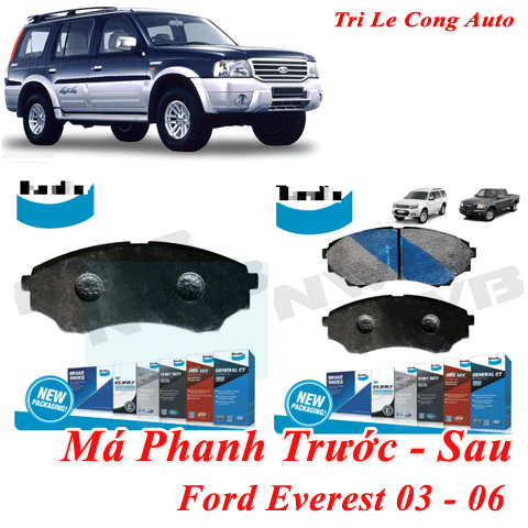 Ford đời 2004 2005 2006 Má phanh trước Everest 03-06 bố thắng đĩa càng đùm sau guốc tang trống MT số sàn tự động 7 chổ