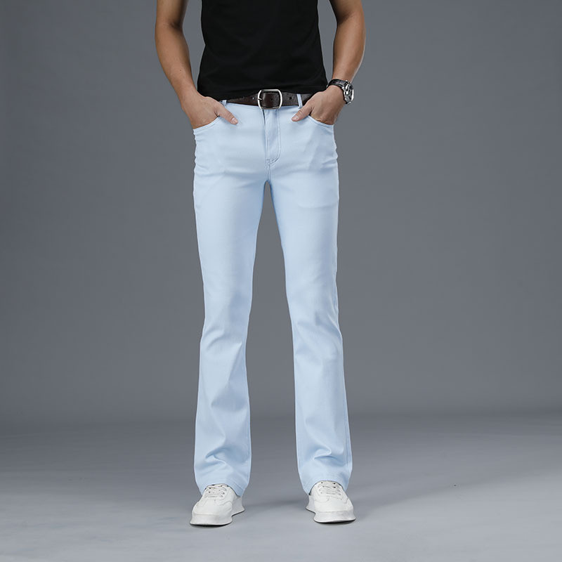  Quần bò stmen cho nam mới Quần Denim Ống loe siêu nhỏ quần ống loe thông dụng Hàn Quốc quần ống đứng Denim cho nam quần Jean Trắng 1119 