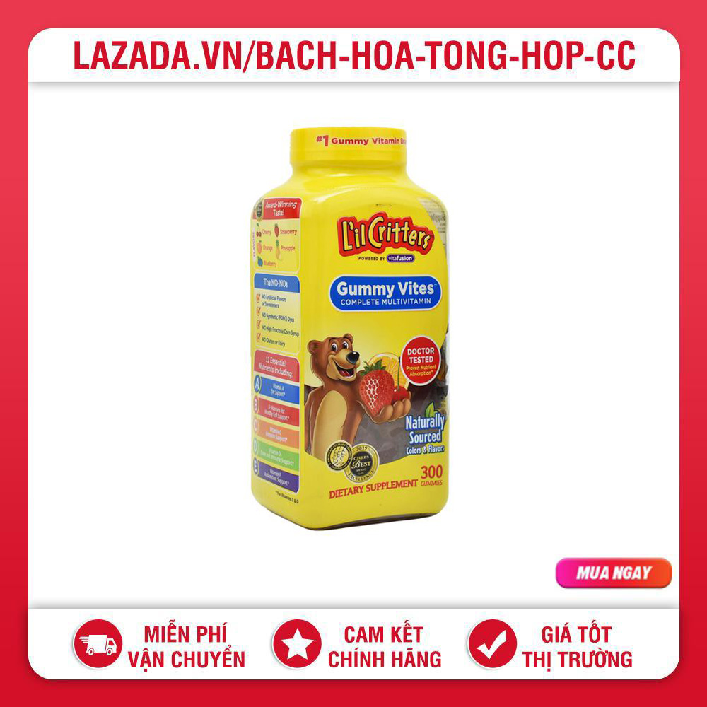 (Date 4.2025) KẸO DẺO VITAMIN L'IL CRITTERS GUMMIE VITES 300 VIÊN MỸ