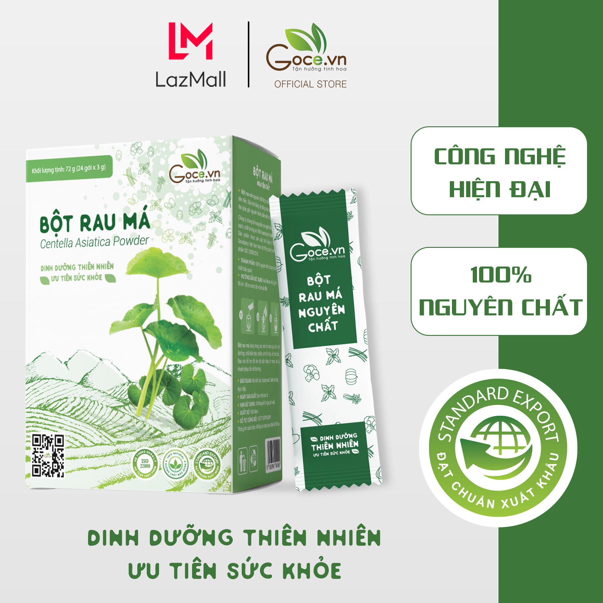 Bột rau má nguyên chất Goce - 72g (24 gói x 3g)