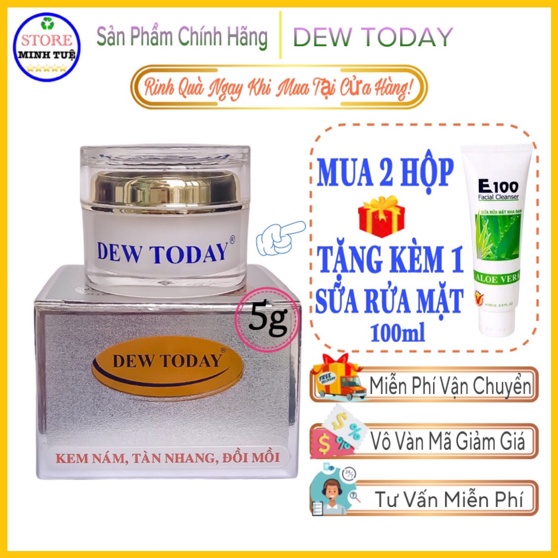 Kem nám DEW TODAY, tàn nhang, đồi mồi, ngăn ngừa lão hóa tái tạo làn da mới ( 5g ), kem dew today, Mua 2 tặng 1 SRM