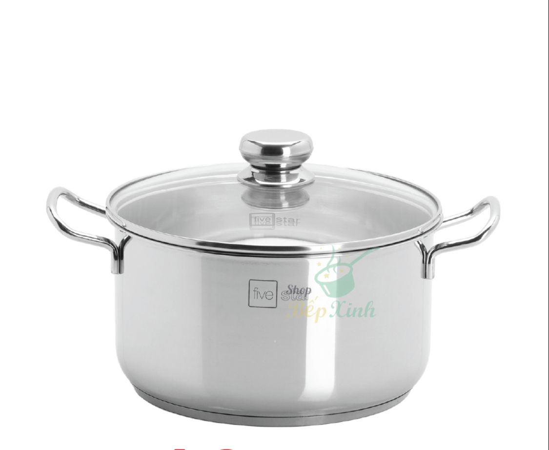 Nồi inox 3 đáy inox 430 FiveStar Standard nắp kính 16cm / 20cm / 24cm , dùng được mọi bếp