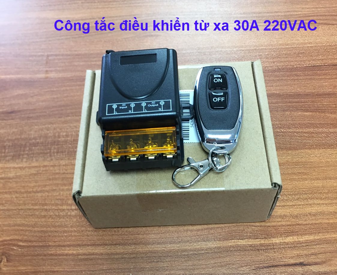 Công tắc ĐEN điều khiển từ xa 30A 220VAC, 12-5VDC bật tắt bơm nước - máy rửa xe - bật đèn từ xa