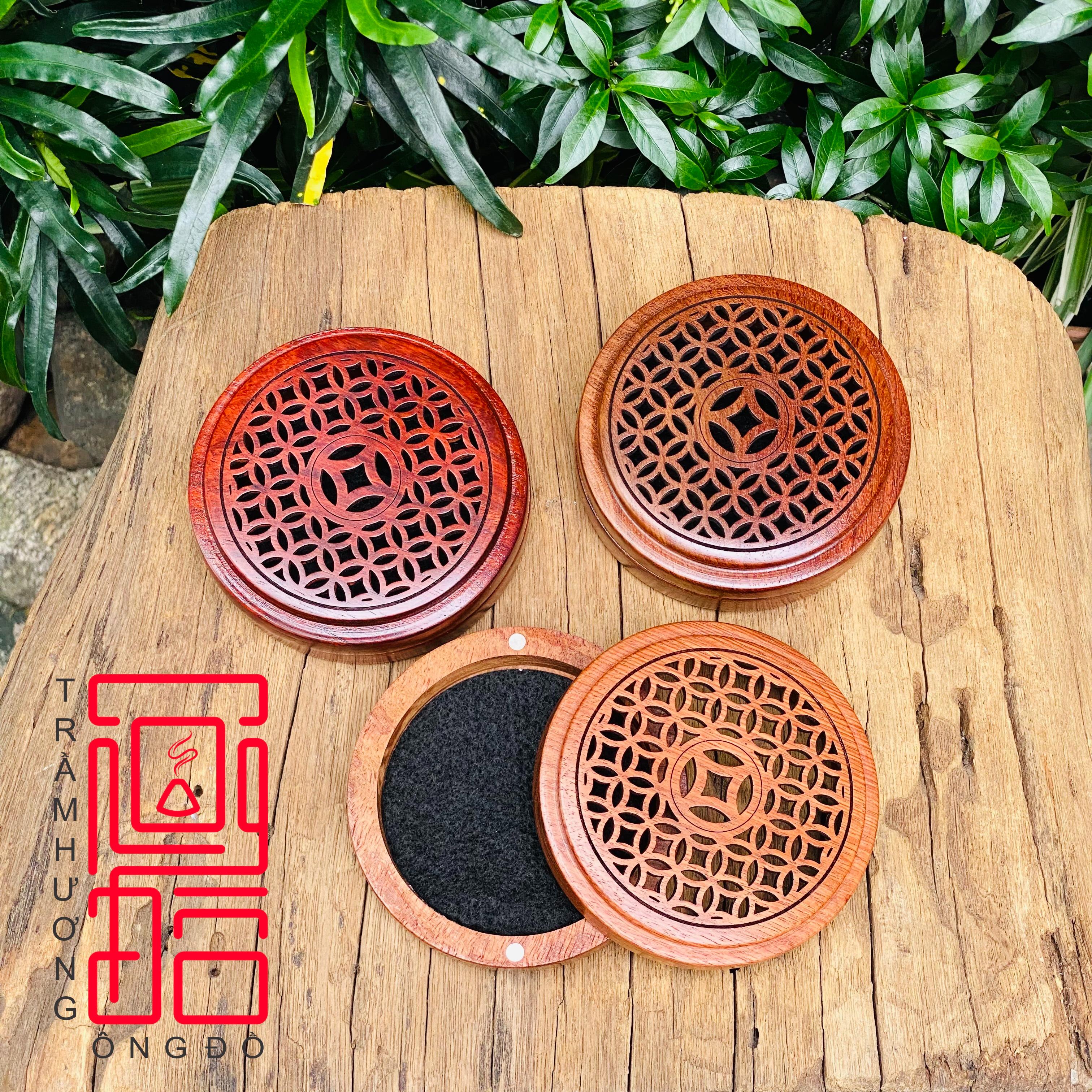 Hộp gỗ xông nhang vòng trầm hương, nhang khoanh 2 giờ 4 giờ