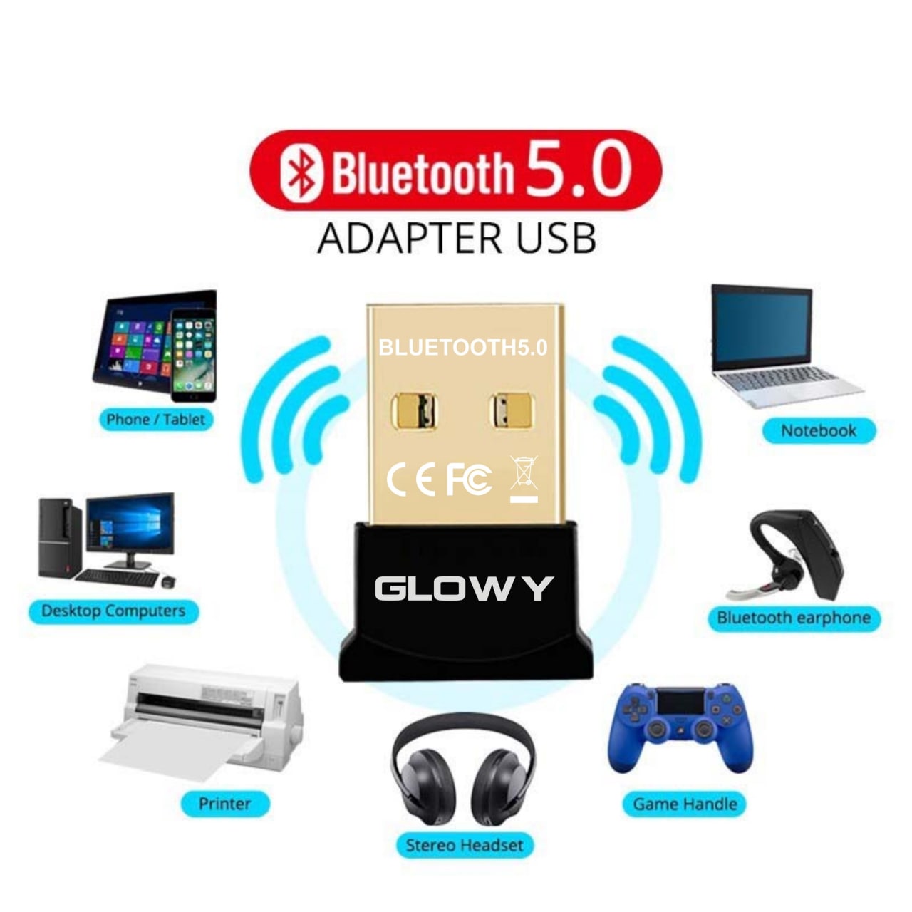 Bộ thu bluetooth 5.0 - usb bluetooth gloway gl508 - hỗ trợ pc kết nối với các thiết bị qua bluetooth - bảo hành 24 tháng