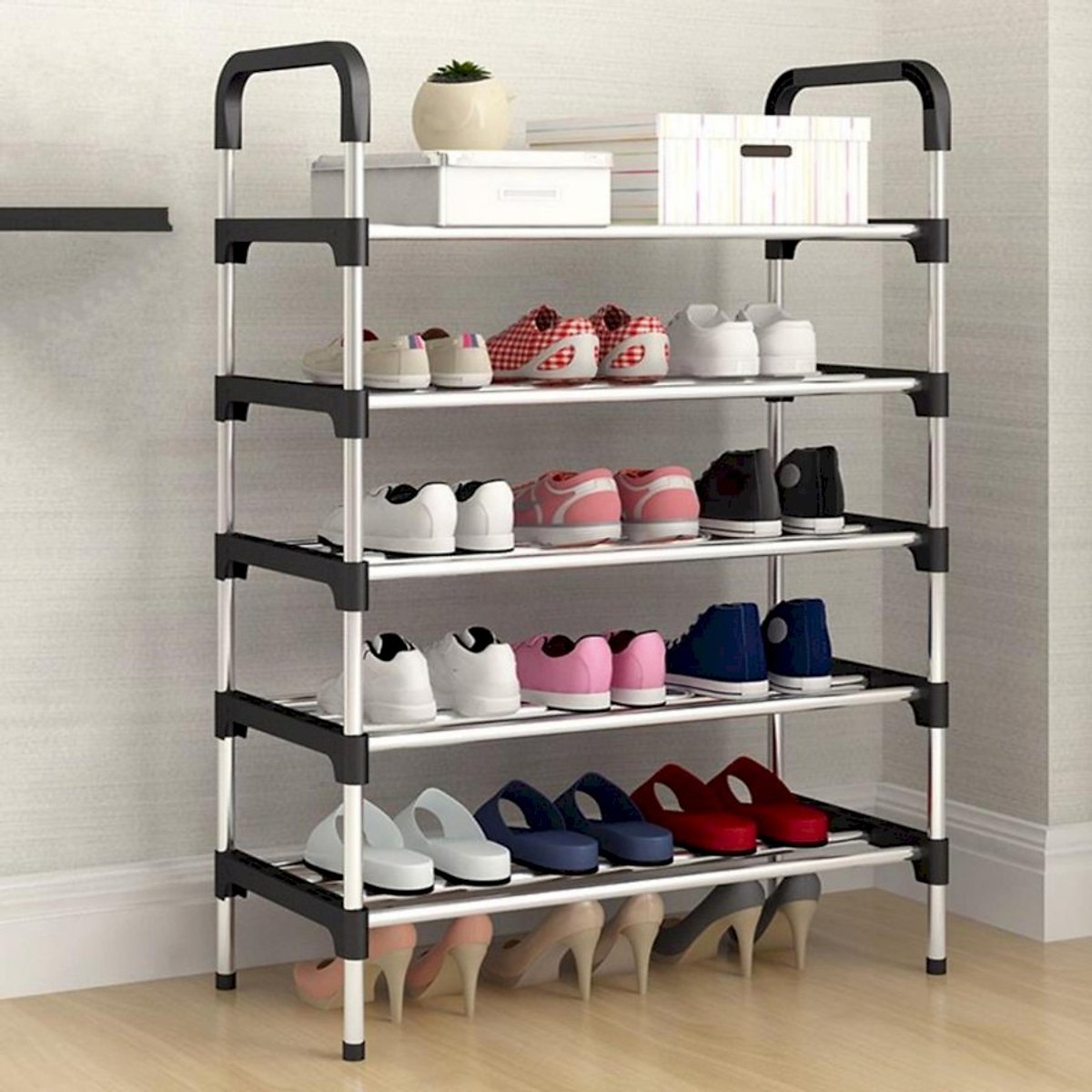 KỆ GIÀY DÉP 5 TẦNG INOX 304 KHÔNG GỈ - CỰC CHẮN CHẮN CHỊU LỰC CAO - KỆ ĐỰNG TÚI SÁCH - GIÀY DÉP - KỆ ĐỰNG SÁCH VỞ - ĐỒ NỘI THẤT
