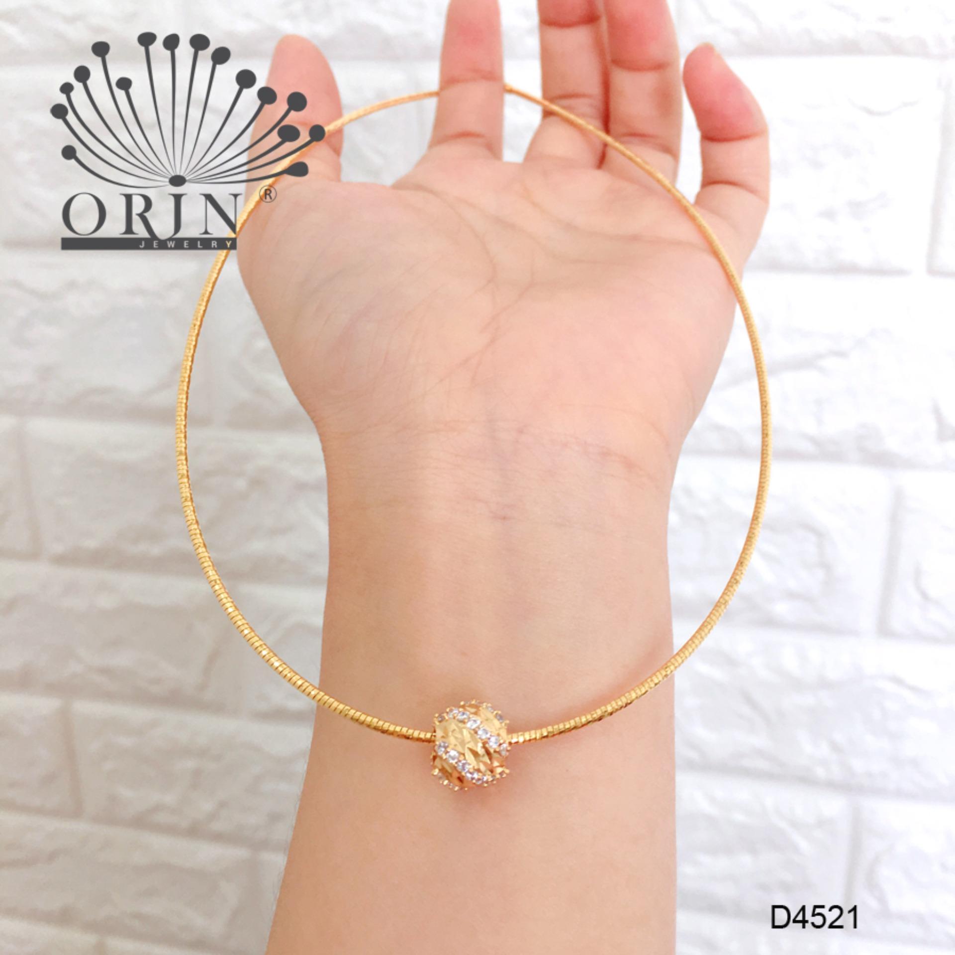 Kiềng dẻo, kiềng cổ nữ dạng nhuyễn mặt charm khía xéo đính đá thiết kế cao cấp Orin D4521 - Long Tien