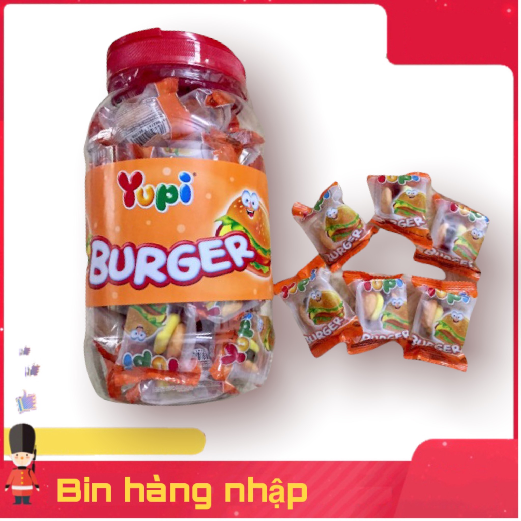 36 Gói Kẹo Dẻo HamBurger Yupi Hủ Nhập Từ Indonesia