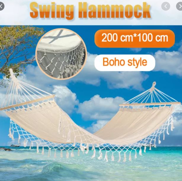 Võng Cắm Trại Bãi Biển Sân Vườn 160KG Canvas Macrame Swing Net Võng Treo-SKU-VCTVT-va