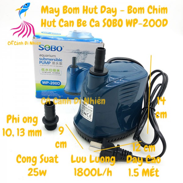 Combo máy bơm chìm sobo wp-200d dành cho hồ cá cảnh