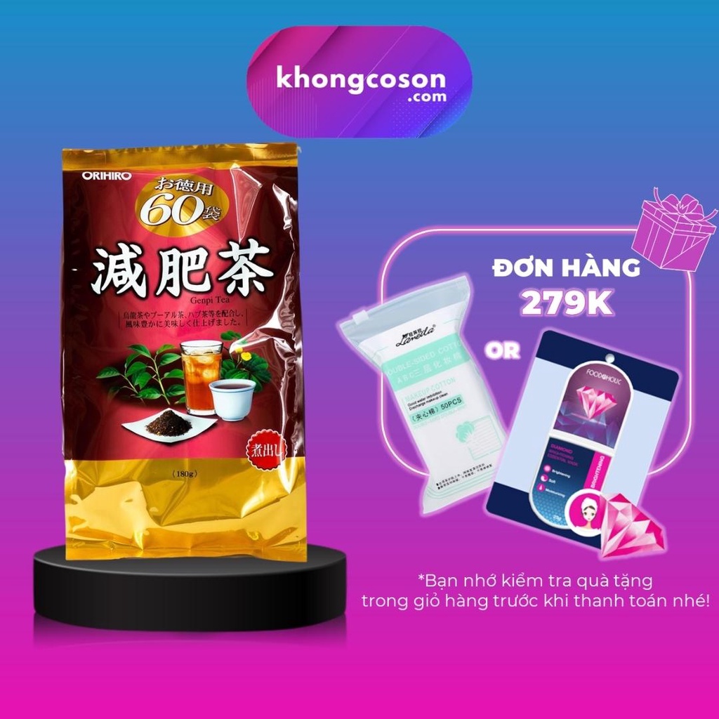 Trà genpi orihiro hỗ trợ giảm mỡ giảm cân thải độc ngừa mụn thanh lọc cơ thể genpi orihiro tea túi 60 gói - khongcoson