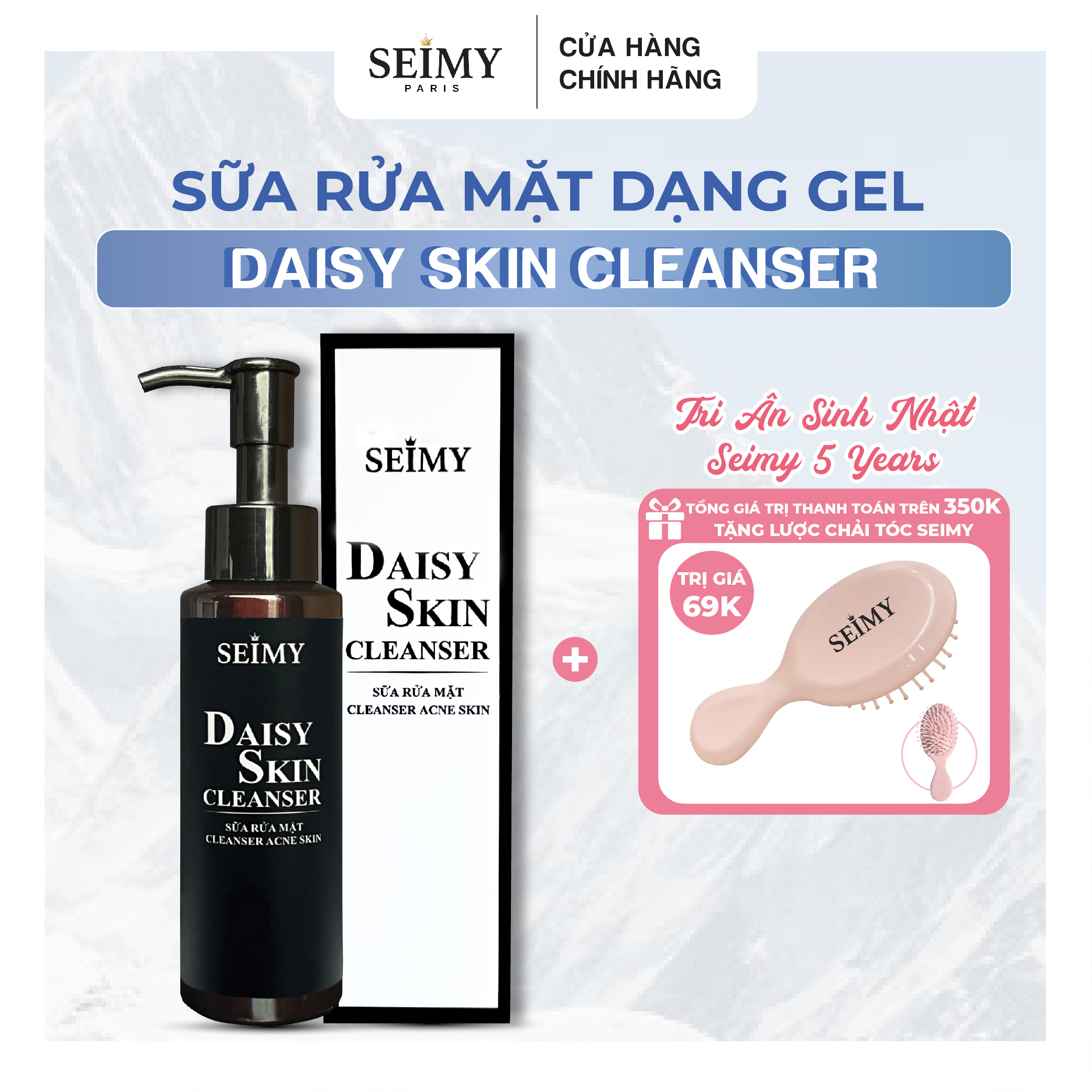 Sữa rửa mặt dạng gel Seimy - Daisy Skin Cleanser 100ml dành cho da dầu mụn, da nhạy cảm