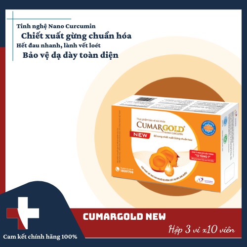 Cumargold new hộp 30 viên - tinh nghệ nano curcumin, hỗ trợ giảm đau dạ dày