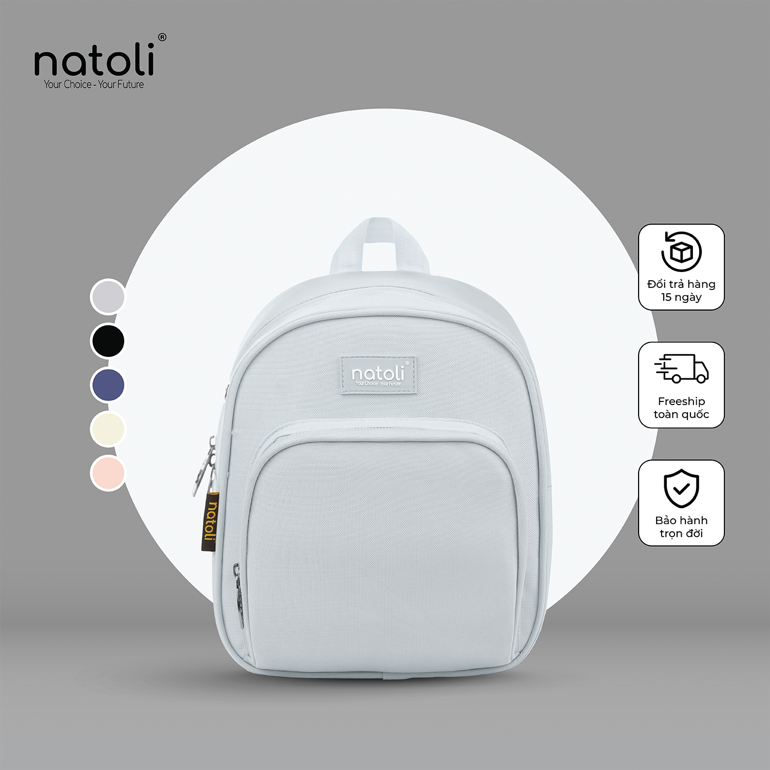 Balo thời trang mini chính hãng NATOLI BST Sweetie Pie Backpack B6, Cặp đi học đi làm chất vải canvas basic cao cấp