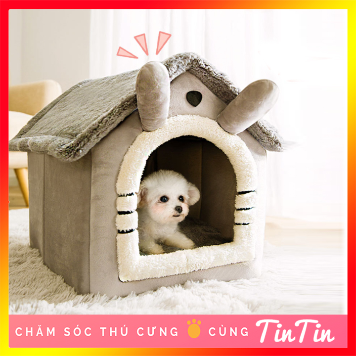 Nhà đệm cho chó mèo thú cưng kiểu nhà chuồng - ổ đệm nằm gấp gọn cho chó mèo #tintin pet store