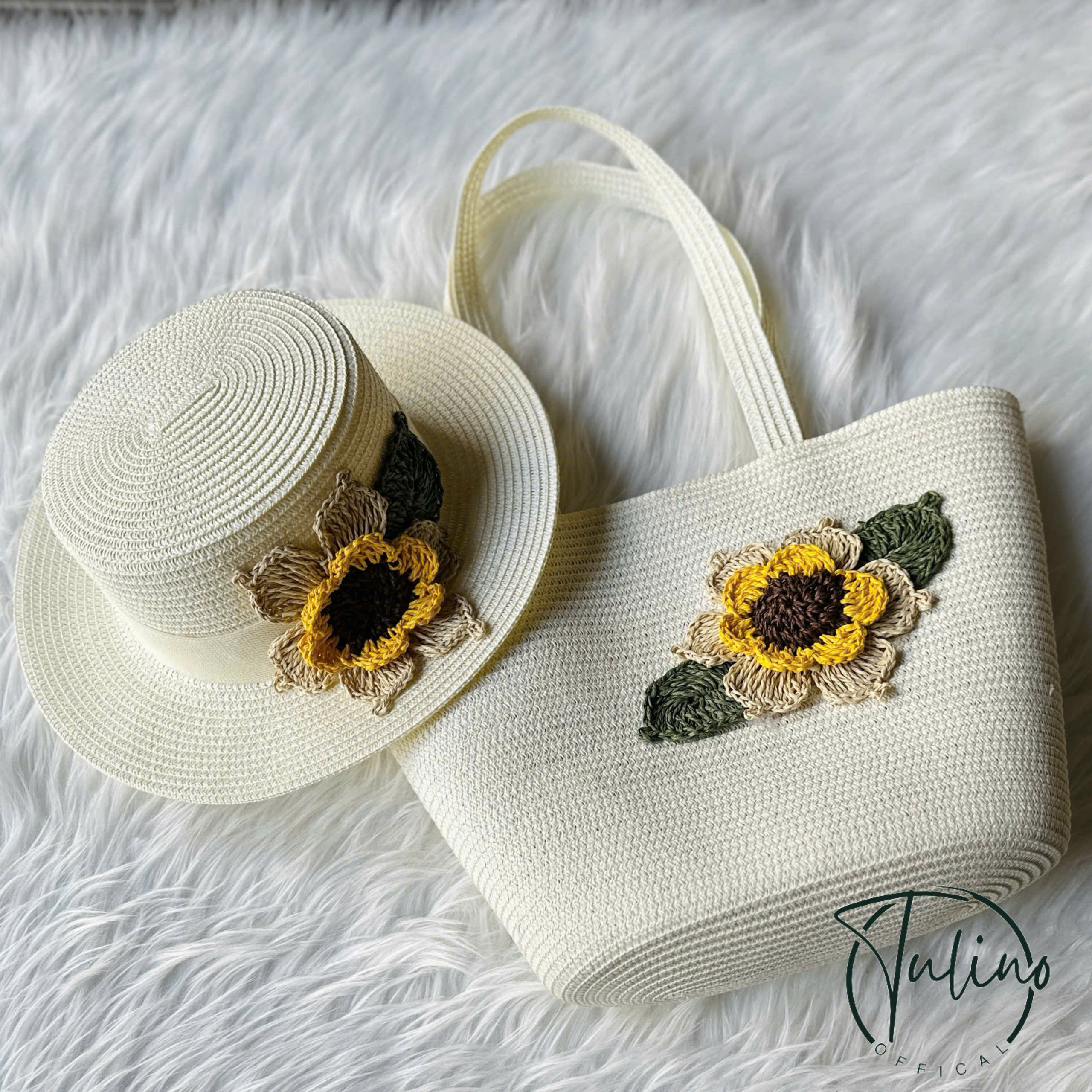 Combo of Straw Bag and Straw Hat with 2 Sunflowers – Set of Accessories for Beach, Travel, and Photography, Very Beautiful - 2