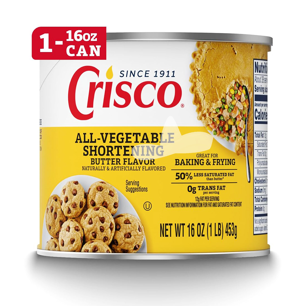 Mỡ Trừu Làm Từ Thực Vật Vị Bơ Crisco Butter Flavor All-Vegetable Shortening, Hộp 453g (16 Oz.) 1 Lb.